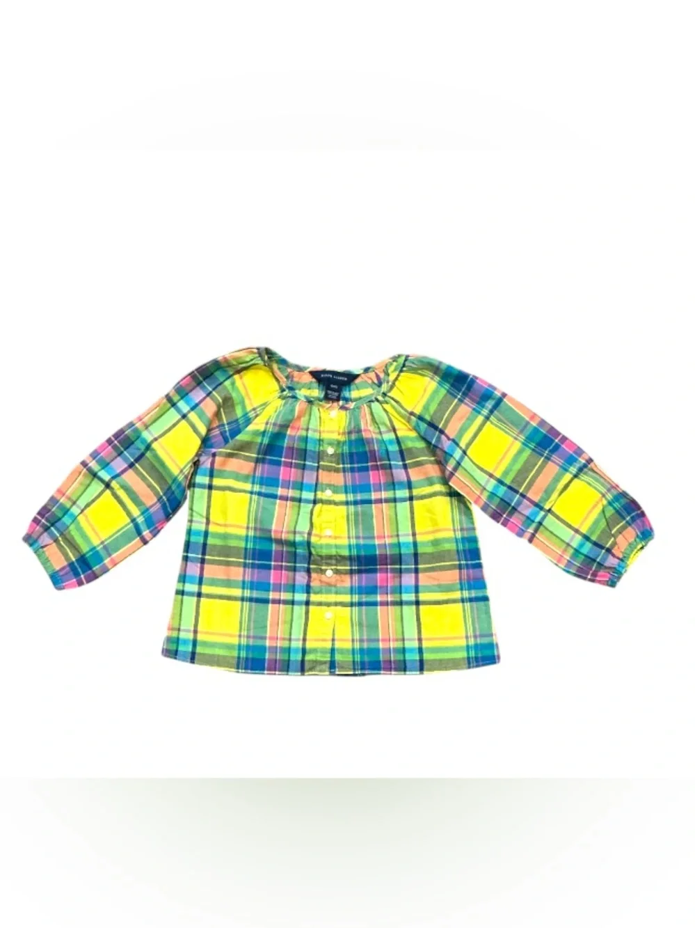 Authentic Ralph Lauren designer 100% cotton girls signature plaid top sz 4